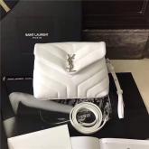 YSL Saint Laurent Toy LouLou Strap Bag In White "Y" Matelasse Leather 467072 CY00126