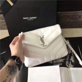 YSL Saint Laurent Toy LouLou Strap Bag In White "Y" Matelasse Leather 467072 CY00126