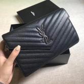 Designer YSL Saint Laurent Monogram Silver Chain Wallet Black CY00133