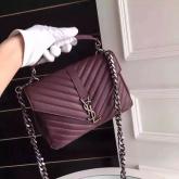 Designer Ysl Saint Laurent Classic Medium Monogram College Bag In Wine Red Ultramarine Matelasse Leather CY00148