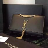 Replica YSL Saint Laurent Classic Monogram Tassel Satchel In Black Leather CY00151