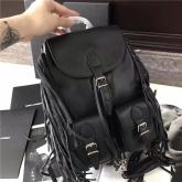 Replica YSL Saint Laurent Festival Fringed Backpack In Black Leather 415196 CY00181