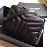 YSL 454317 Classic Small Loulou Monogram Saint Laurent Bowling Bag In Black "Y" Matelasse Leather CY00226