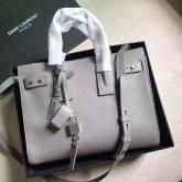 Designer YSL Yves Saint Laurent Classic Sac De Jour Souple Bag In Grained Leather Grey CY00236