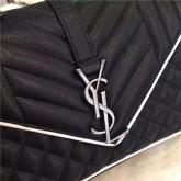 Replica YSL Medium Classic Monogram Saint Laurent Satchel In Black And Dove White Mixed Matelasse Leather CY00290