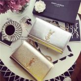 YSL Saint Laurent Medium Kate Chain Bag In Pale Gold Grained Metallic Leather 364021 CY00296