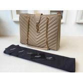 YSL Saint Laurent Classic Monogram Saint Laurent Shopping Bag In Beige Grain De Poudre Textured Matelasse Leather CY00320