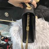 Designer YSL Saint Laurent Large Kate Chain Bag In Black Grain De Poudre Textured Leather Gold Hardware CY00322