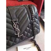 Designer YSL Saint Laurent Classic Medium Monogram Envelope Satchel In Dark Grey Leather CY00380