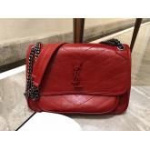 YSL Saint Laurent Niki Chain Bag In Vintage Crinkled And Red Quilted Leather 498894 CY00394