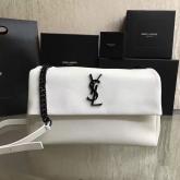 YSL Yves Saint Laurent Medium West Hollywood Monogram In White Grain De Poudre Textured Leather Replica CY00430