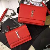 Replica YSL Saint Laurent Sunset Monogram Saint Laurent Bag In Red Grained Leather CY00449