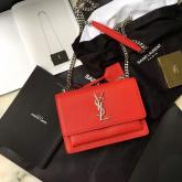 Replica YSL Saint Laurent Sunset Monogram Saint Laurent Bag In Red Grained Leather CY00449