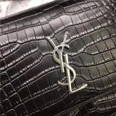 YSL Saint Laurent Medium Sunset Monogram Black Crocodile Embossed Bag CY00465