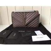 YSL Saint Laurent Classic Medium Monogram Satchel In Matelasse Leather Grey CY00470