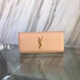 YSL Saint Laurent Classic Monogram Saint Laurent Clutch In Beige Grain De Poudre Textured Leather CY00493