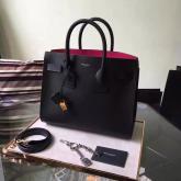 Designer YSL Saint Laurent Classic Small Sac De Jour Bag In Black Grained Leather With Red Inside CY00500