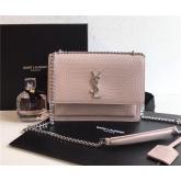 YSL Saint Laurent Medium Sunset Monogram Pink Crocodile Embossed Bag CY00512