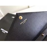 Replica YSL Saint Laurent Monogram Chain Wallet Grain De Poudre Textured Matelasse Leather Black CY00565