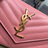 YSL Saint Laurent Flap Wallet Textured Matelasse Leather 372264 Light Pink CY00571