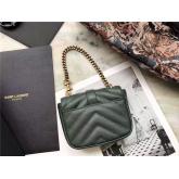 YSL Yves Saint Laurent Mini College Bag In Dark Green Matelasse Leather 438549 CY00581