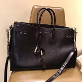 YSL Saint Laurent Sac De Jour Souple 36 Duffle Bag In Black Moroder Leather CY00593