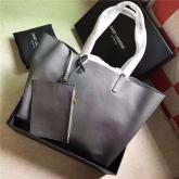 Designer YSL Large Shopping Saint Laurent Tote Bag In Grey Leather 394195 CY00603