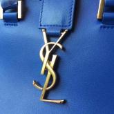 YSL Yves Saint Laurent Cabas Y Calfskin Blue Leather Tote Bag CY00608