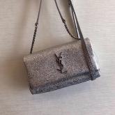 YSL Saint Laurent Toy West Hollywood Bag In Silver Metallic Leather CY00627