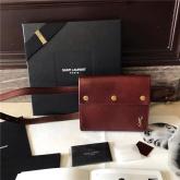 Designer YSL Noe Saint Laurent Belt With Pouch In Shiny Wine Red Cognac Leather 492087 CY00635