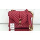 YSL Saint Laurent Medium College Bag In Red Matelasse Leather 428056 CY00639