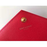 YSL Saint Laurent Monogram Chain Wallet Grain De Poudre Textured Matelasse Leather Red Replica CY00645