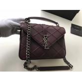 YSL Saint Laurent Medium Monogram College Bag In Fog Wine CY00698