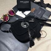 YSL Saint Laurent Small Kim Black Suede Crossbody Bag CY00726