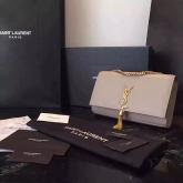 Replica YSL Saint Laurent Classic Monogram Tassel Satchel In Grey Leather CY00736