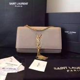 Replica YSL Saint Laurent Classic Monogram Tassel Satchel In Grey Leather CY00736