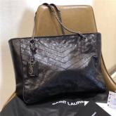 Replica YSL Saint Laurent Niki Large Black Vintage Leather Shopping Bag 5048670 CY00759