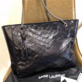 Replica YSL Saint Laurent Niki Large Black Vintage Leather Shopping Bag 5048670 CY00759