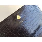 Designer YSL Classic Medium Kate Monogram Saint Laurent Tassel Satchel In Black Crocodile Embossed Shiny Leather 354119 CY00791