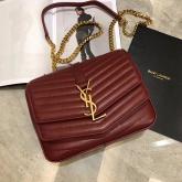 Designer YSL Saint Laurent Sulpice Small In Matelasse Leather Dark Red CY00812