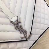 YSL Large Classic Monogram Saint Laurent Satchel In Dove White And Black Mixed Matelasse Leather CY00826