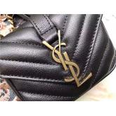 Replica YSL Yves Saint Laurent Mini College Bag In Black Matelasse Leather 438549 CY00827