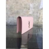 Replica YSL Saint Laurent Classic Monogram Clutch In Grained De Poudre Textured Leather 400409 Baby Pink CY00831