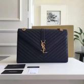 YSL Saint Laurent Classic Large College Monogram In Black Matelasse Leather CY00838