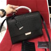 YSL Saint Laurent Babylone Top Handle Bag In Black Crocodile Embossed Leather 484504 CY00920