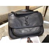 YSL Saint Laurent Niki Chain Bag In Vintage Crinkled And Storm Grey Quilted Leather 498894 CY00954