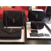 YSL Saint Laurent Classic Large Monogram Envelope Satchel In Black Leather CY00966