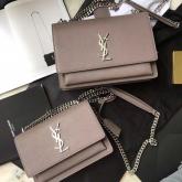 YSL Saint Laurent Sunset Monogram Saint Laurent Bag In Light Brown Grained Leather CY01035