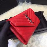 Replica YSL Saint Laurent Flap Wallet Textured Matelasse Leather 372264 Red CY01072