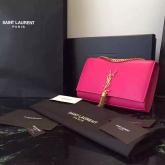 Designer YSL Saint Laurent Classic Monogram Tassel Satchel In Pink Leather CY01105